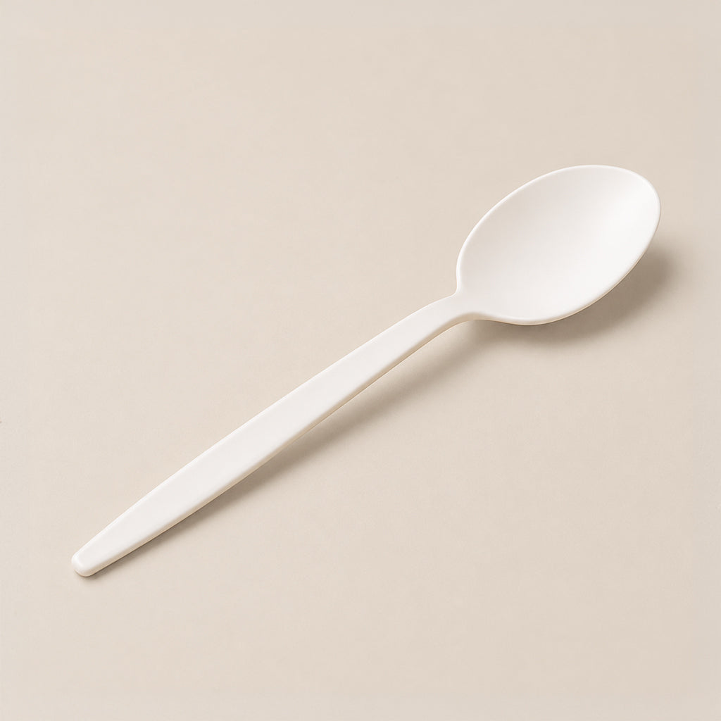 White Disposable Plastic Dinner Spoons